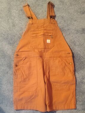 Brand New Medium 8-10 Carhartt Orange-Brown Short Bib Overalls